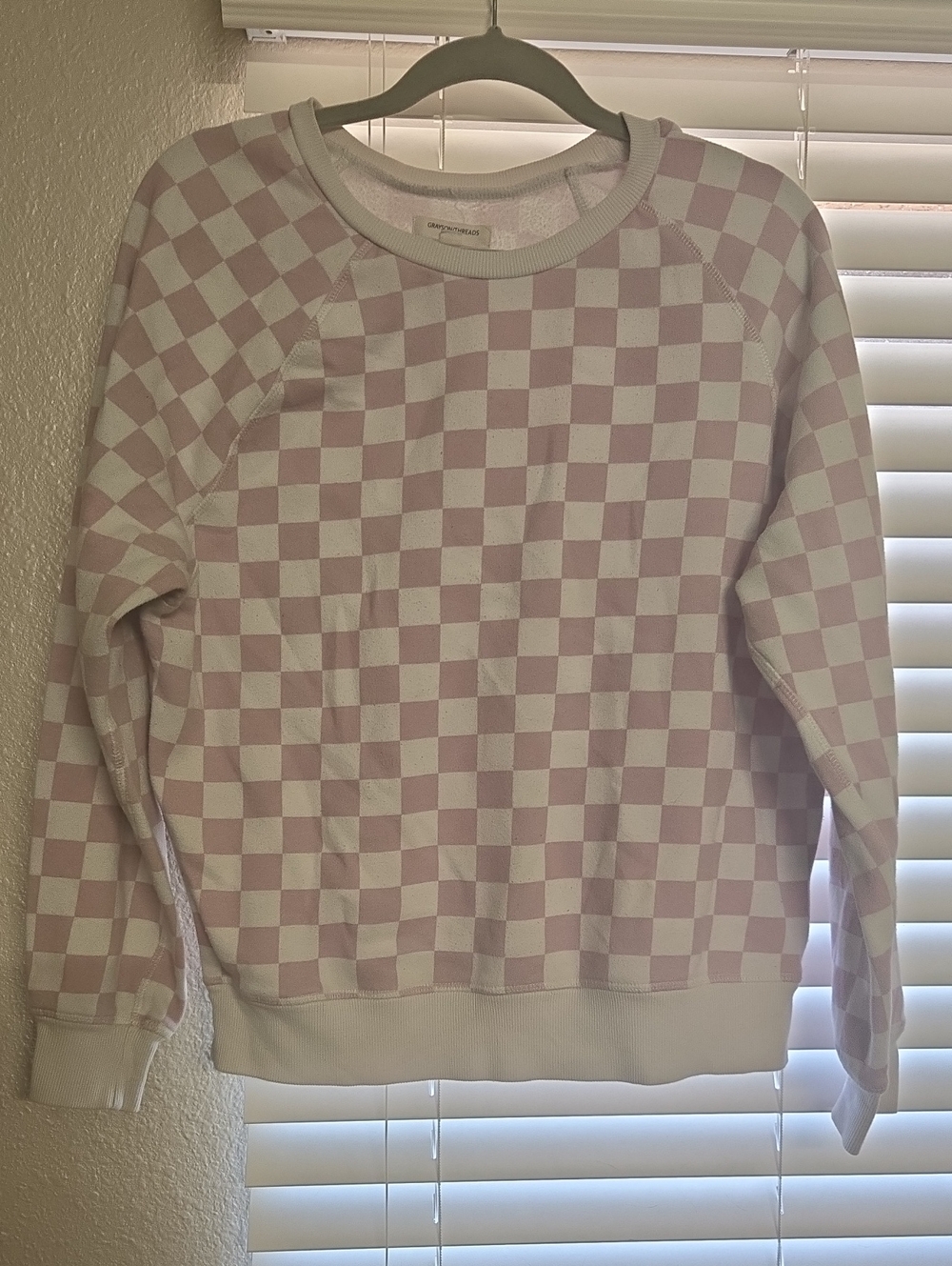 Grayson Threads Pink and White Checkerboard Crewneck Sweatshirt
